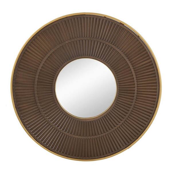 HomeRoots 31.5 in. W x 31.5 in. H Wood Gold Vanity Mirror