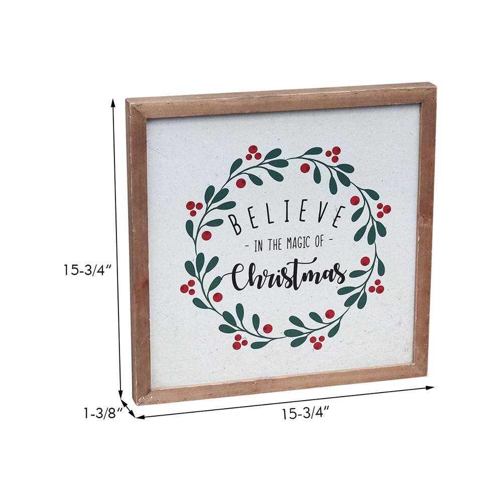 Rustic Brown Wood Believe in the Magic of Christmas Wall Sign