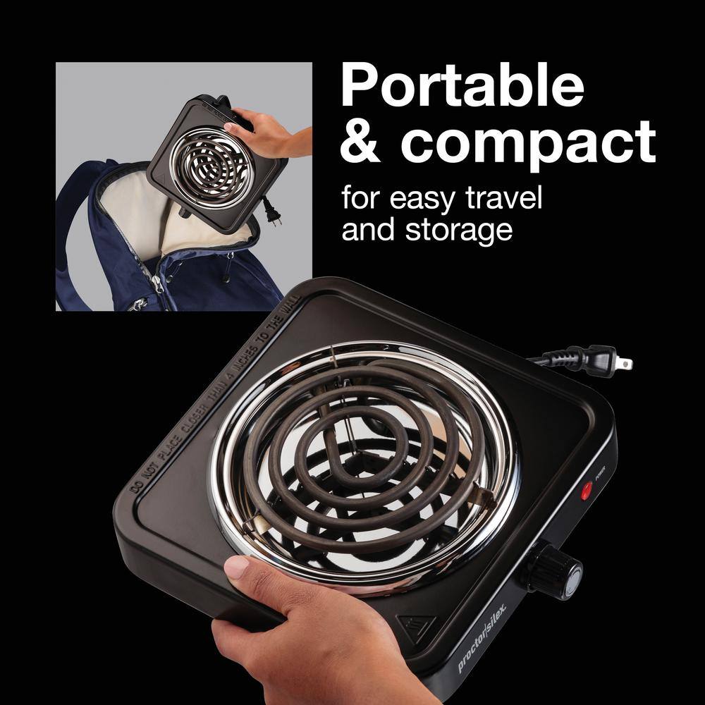 Proctor Silex Black Stainless Steel Single Burner Electric Cooktop