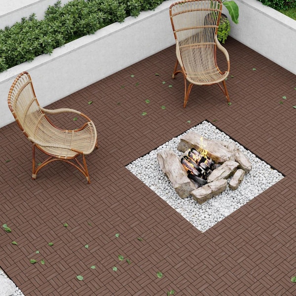 GOGEXX 1 ft. x 1 ft. Interlocking Solid Fir Wood Composite Deck