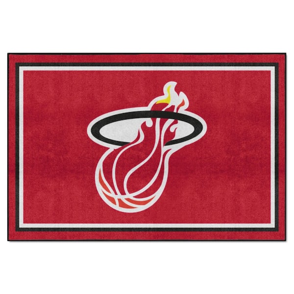 FANMATS NBA Retro Miami Heat Red 5 ft. x 8 ft. Plush Area Rug