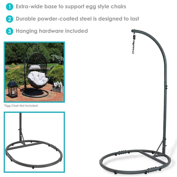 Sunnydaze Decor 76 In. Egg Chair Stand with Extra-Wide Round Base