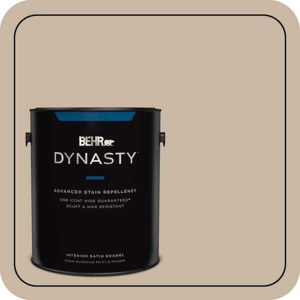 BEHR DYNASTY 1 gal. #QE-28 Ranch Tan Satin Enamel Interior Stain-Blocking Paint and Primer