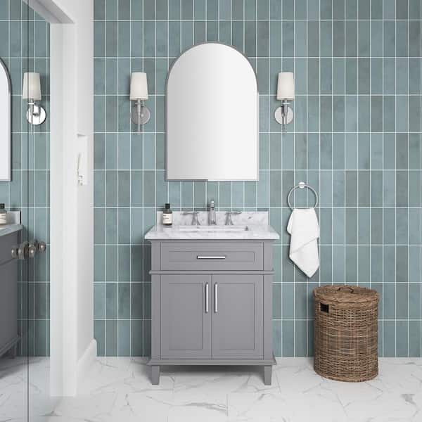 Sonoma 30 in. Single Sink Freestanding Pebble Gray Bath Vanity with Carrara Marble Top (Assembled)
