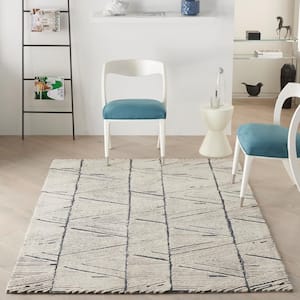 Vail White Blue 5 ft. x 7 ft. Contemporary Area Rug