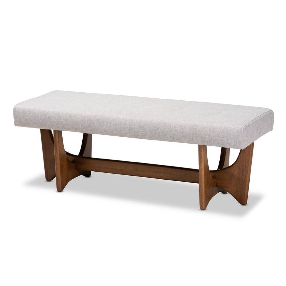 Theo 49'' Greyish Beige Upholstered Walnut Bedroom Bench