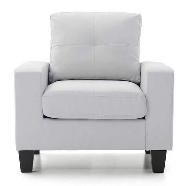 AndMakers Newbury White Removable Cushions Accent Chair