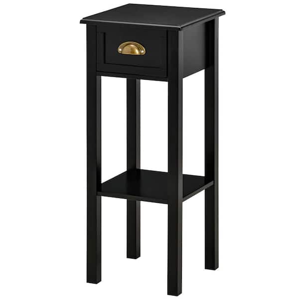Giantex Nightstand Set of 2 End Tables W/Storage Shelf and Wooden Drawer for Living Room Bedroom Bedside Accent Home Furniture Side Table Black 