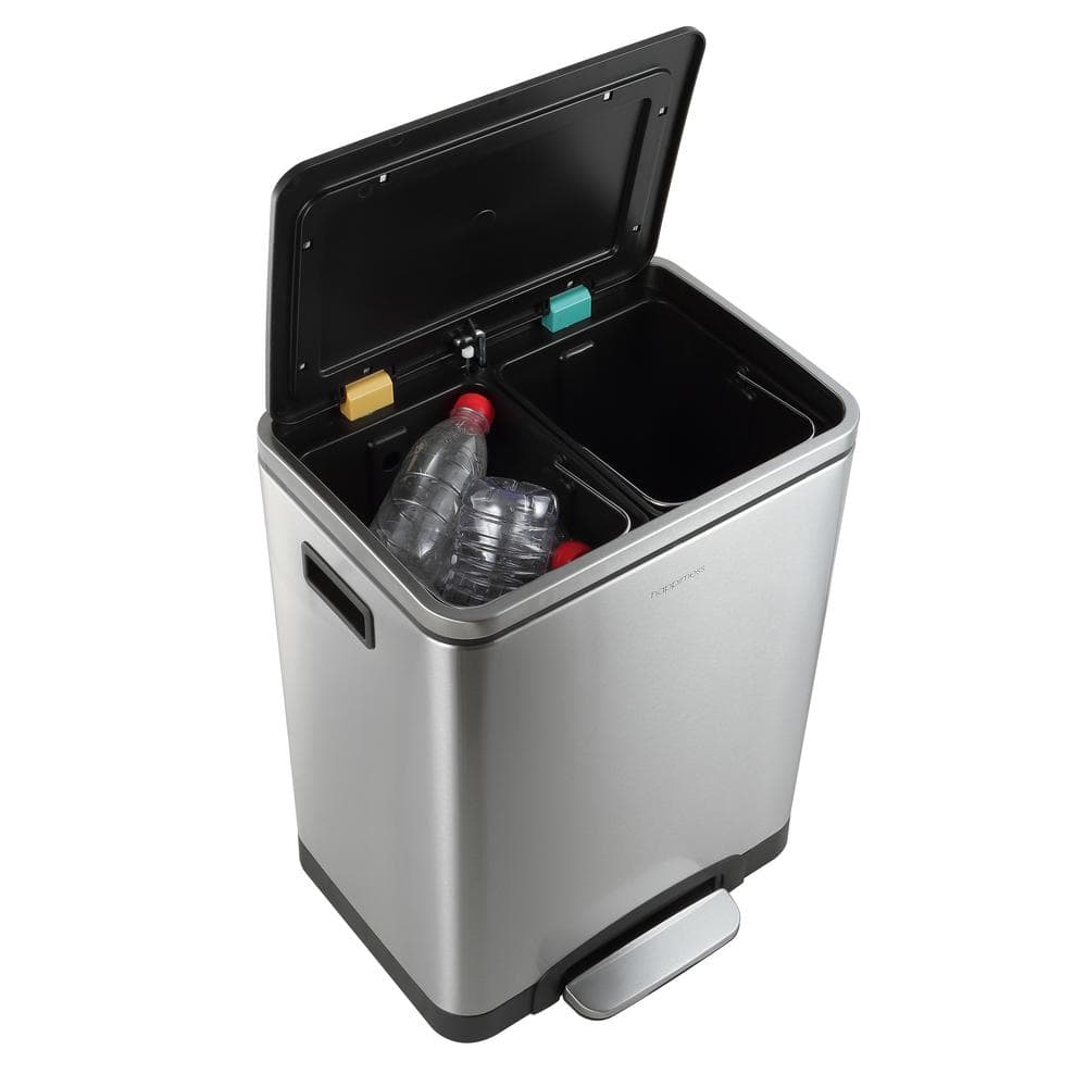 Elmo 8-Gallon Brushed Stainless Steel Kitchen Step Trash Can