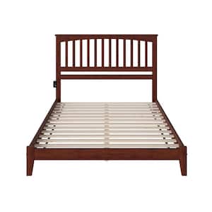 Mission Walnut Queen Solid Wood Frame Low Profile Platform Bed with Attachable USB Device Charger
