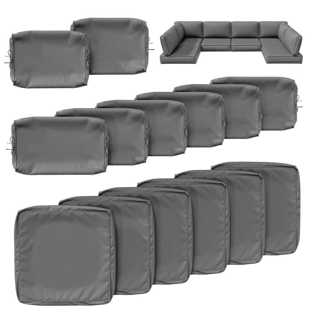 14-Piece Patio Cushion Covers Replacement with Zipper for Sectional Sofa Set, Slipcovers for Outdoor Cushions Light Grey price history on PriceWatchPro