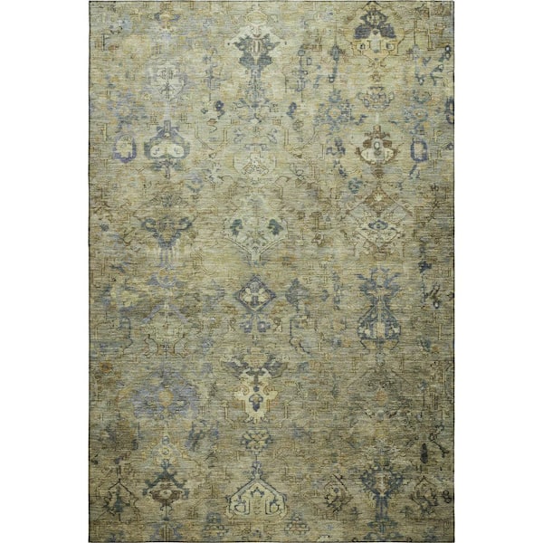 Mayfield Premium Machine Washable Abstract AMF2320 Green 3 ft. x 5 ft. Area Rug