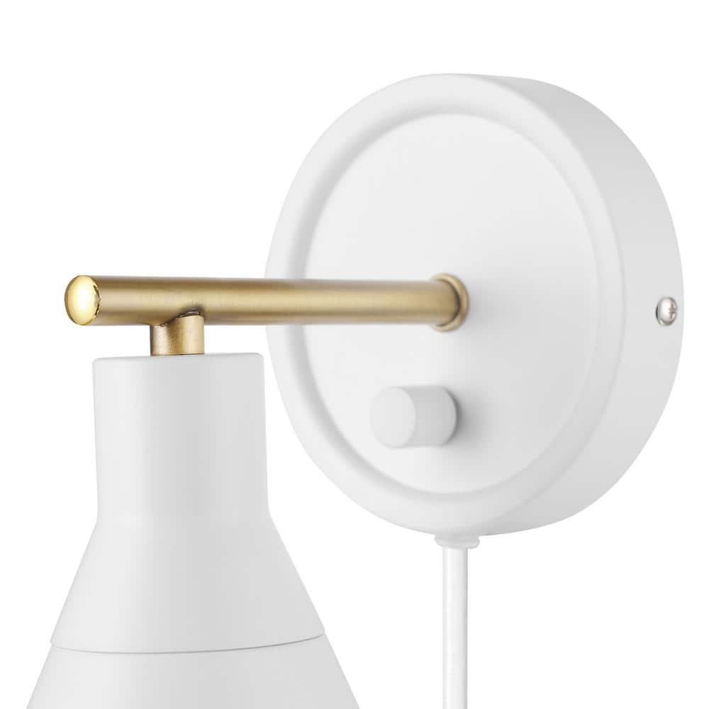 Matte White Brass Accent Dimmable Wall Sconce