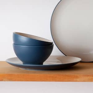 Colorwave Blue 5.75 in., 20 fl. oz. (Blue) Stoneware Rice Bowls, (Set of 4)
