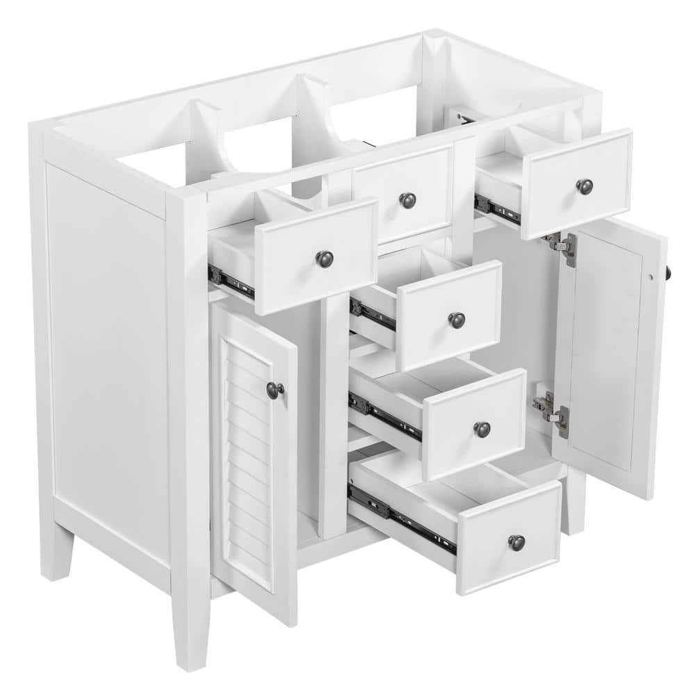 35 in. W x 17.09 in. D x 33.4 in. H Bathroom White Linen Cabinet