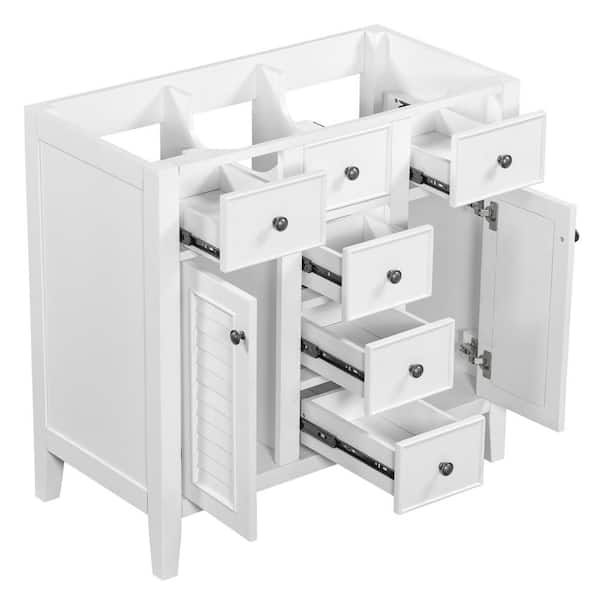 35 in. W x 17.09 in. D x 33.4 in. H Bathroom White Linen Cabinet