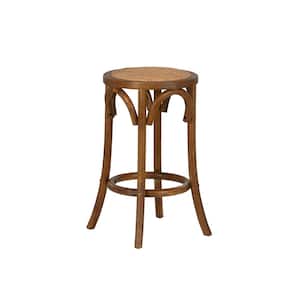 Posy 24 in. Brown Backless Wood Counter Stool with Rattan Seat