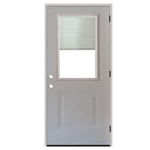32 in. x 80 in. Element Series 1-Panel 1/2 Lite Mini-Blind White Primed Steel Prehung Front Door