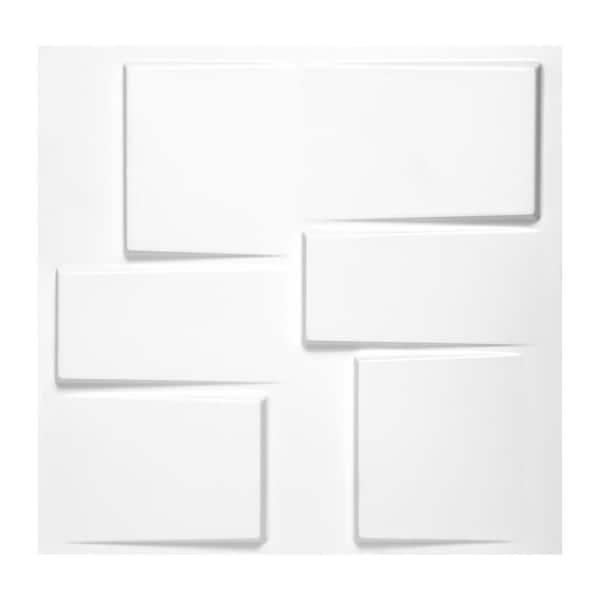 Yipscazo 1/16 in. x 11.80 in. x 11.80 in. Pure White Geometric 3D Decorative PVC Wall Panels (33-Sheets/32 sq. ft.)