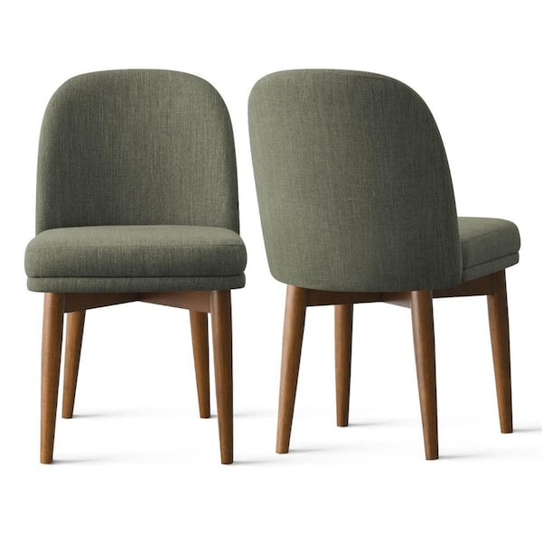 Green Linen Upholstered Parson Chair(Set of 2)
