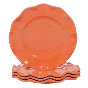 Perlette 4-Piece Solid Coral Melamine Outdoor Dinner Plate Set (Service for 4)