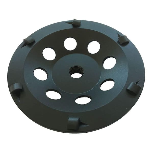 7 in. PCD Grinding Wheel, 6 Quarter Round PCD Segments, 5/8 in.-11 in. Threaded Arbor
