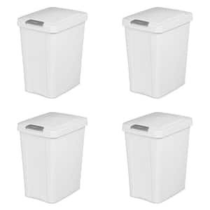 White 7.5 Gal. Touch Top Wastebasket with Titanium Latch (4-Pack)