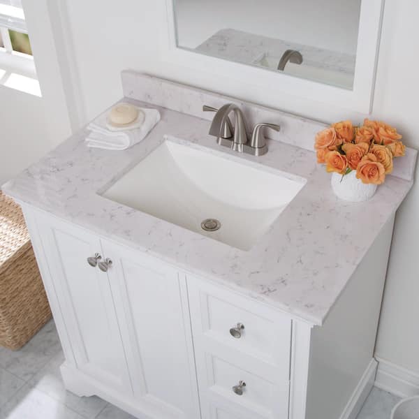 Home Decorators Collection Stone Effects 37 in. W x 22 in. D Engineered stone composite Vanity Top in Pulsar with White Rectangular Sink - The Home Depot