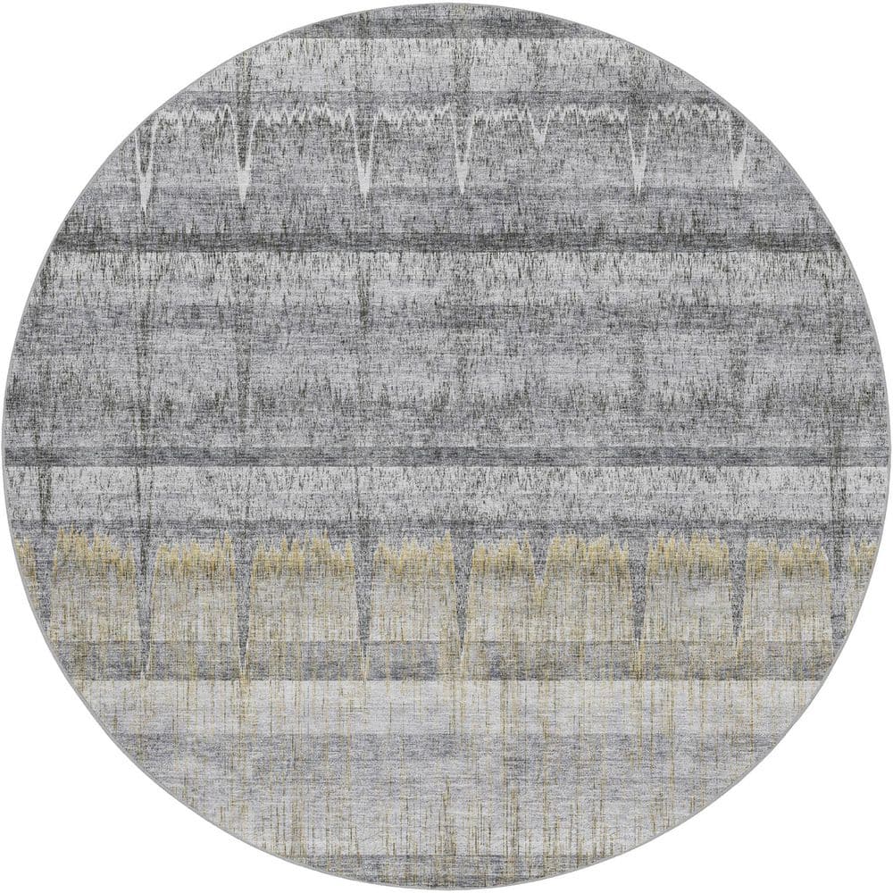 Dream Shag Premium Machine Washable Abstract ADS629 Gray 8 ft. x 8 ft. Round Rug price history on PriceWatchPro