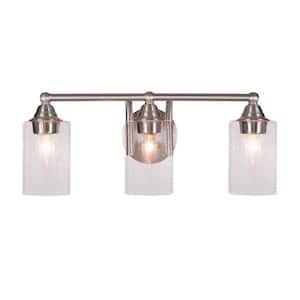 Madison 7 in. 3-Light Bath Bar, Brushed Nickel, Clear Bubble Glass Vanity Light