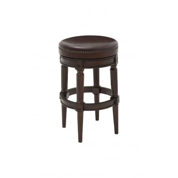 HomeRoots Julia 30 in. Backless Bar Stool with Canvas Material Seat in Wood Frame