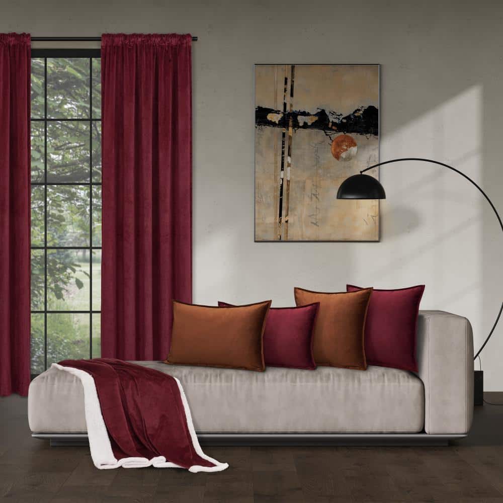 Terracotta Velvet Rectangle Lumbar Throw Pillow Cover