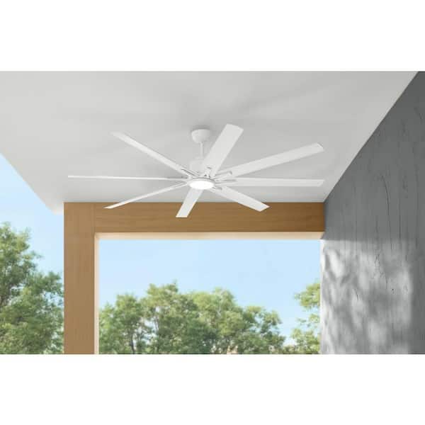 Kensgrove II 72 in. Smart Indoor/Outdoor Matte White Ceiling Fan with Remote Included Powered by Hubspace