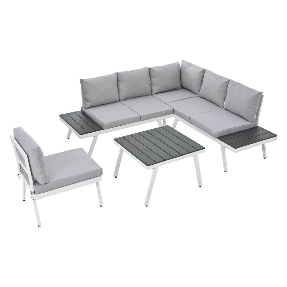Grande Luxe 5-Seater Sectional Sofa with Cupholder and Stools – Fuyoo Home  Design