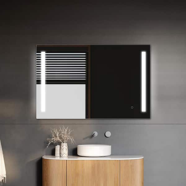 Dreamwerks Treviso 40 in. W x 26 in. H Rectangular Frameless LED Wall Mount Bathroom Vanity Mirror in Chrome