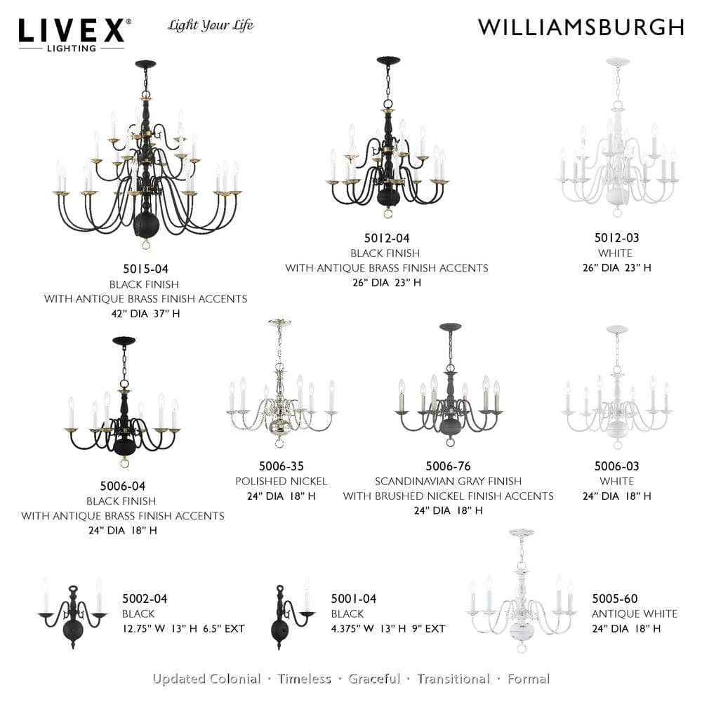 Williamsburgh Polished Nickel 6-Light Traditional Chain Chandelier