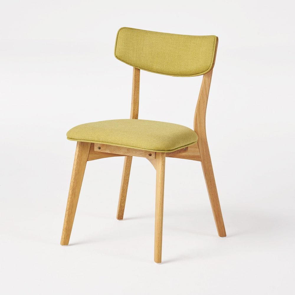 Green Tea Upholstered Mid-Century Modern Side Chairs with Oak Frame, Set of 2