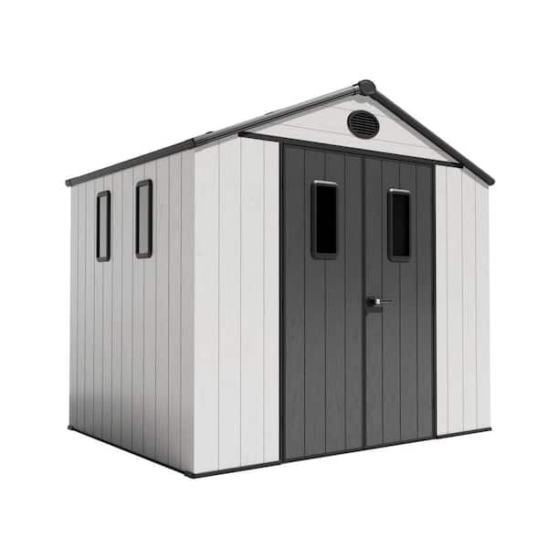 8-ft x 6-ft Outdoor Storage Kick-it White Gable Resin Storage Shed (48 sq. ft. )