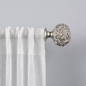 Peony 36 in. - 72 in. Adjustable 1 in. Single Curtain Rod Kit in Matte Silver with Finial