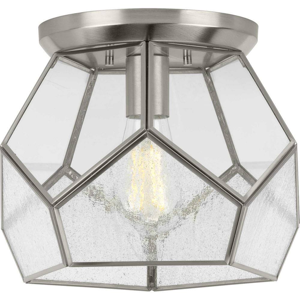 Cinq Brushed Nickel and Glass Geometric Flush Mount Light