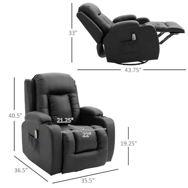 Black and 8 Massaging Points HOMCOM Vibrating Massage PU Leather Recliner Chair with Footrest Remote Control