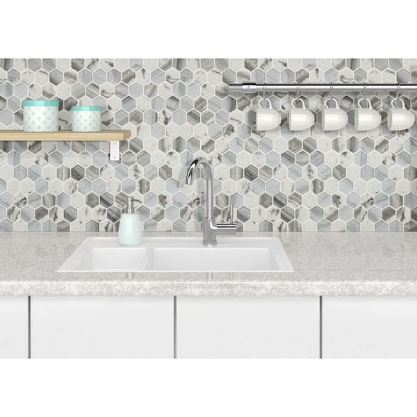 Esperanza 2 in. Hexagon 12 in. x 12 in. x 0.24 in. Glass Mesh-Mounted Mosaic Wall Tile (14.55 sq. ft./Case)