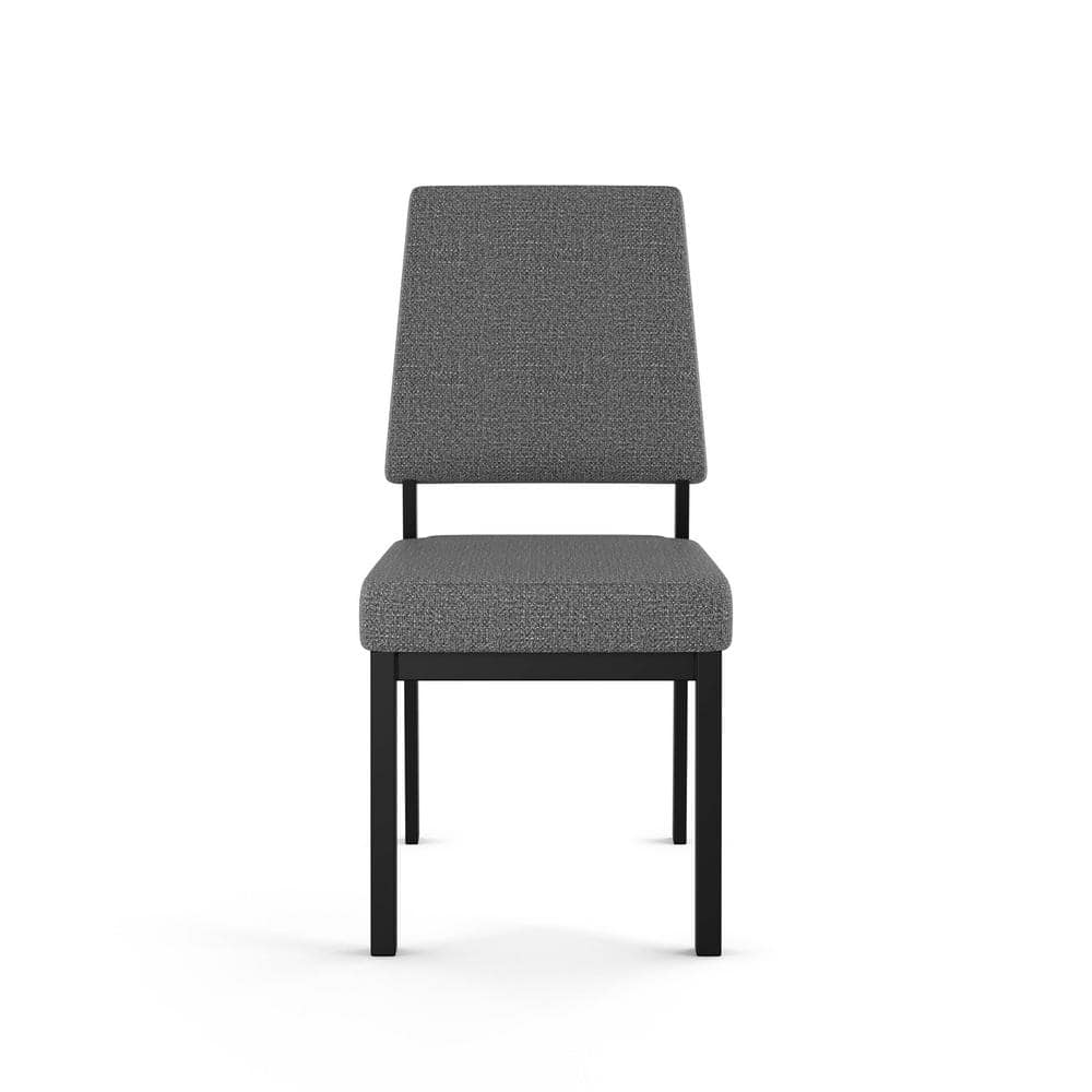 Gray Upholstered Parsons Side Chair with Metal Frame