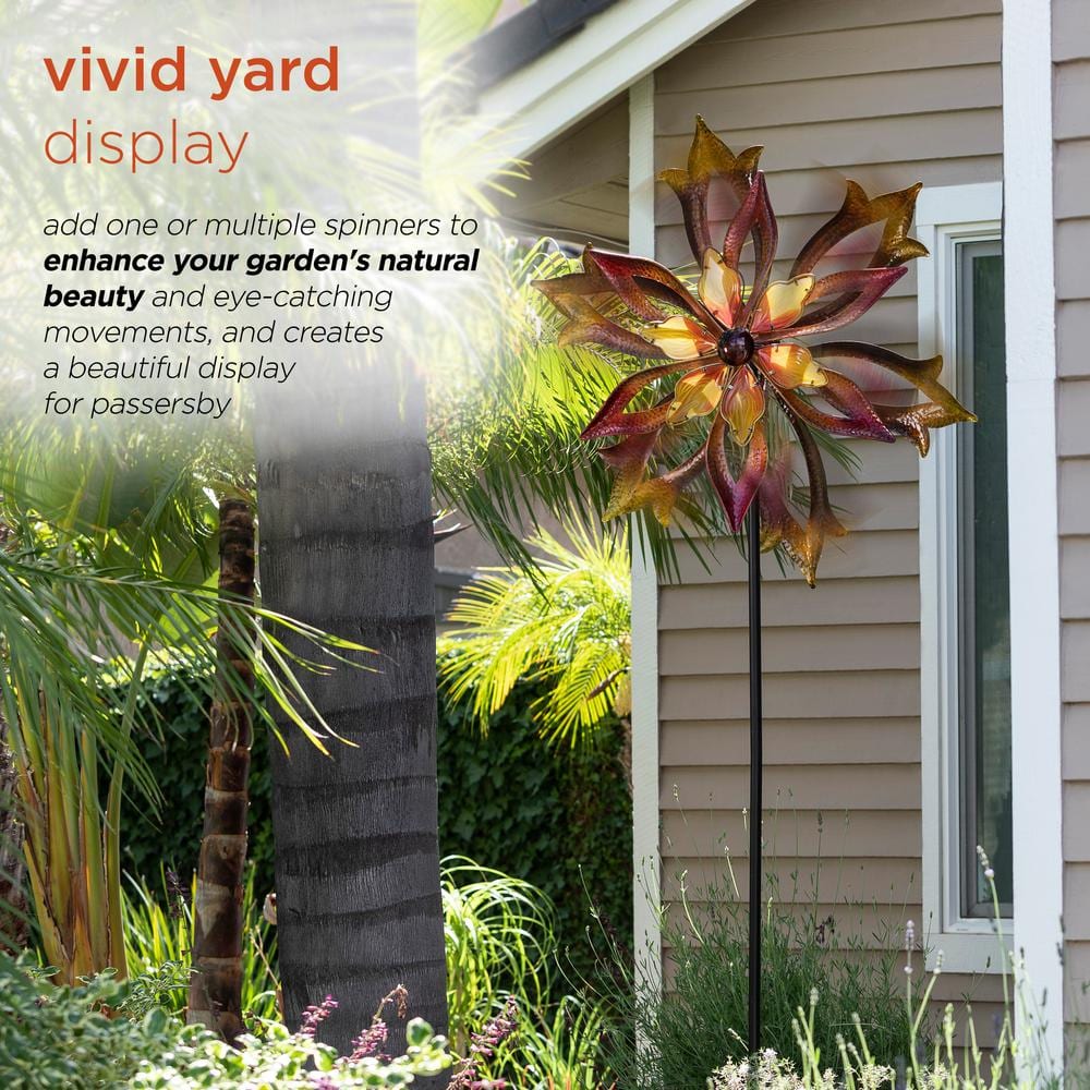 96" Brown Iron and Glass Dual Kinetic Garden Spinner