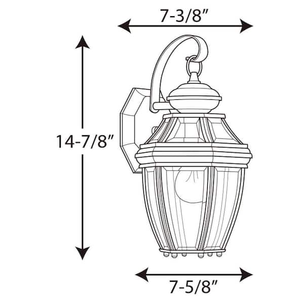 Progress Lighting New Haven Collection 1-Light Textured Black Clear Beveled  Glass New Traditional Outdoor Small Wall Lantern Light P6610-31 The Home  Depot