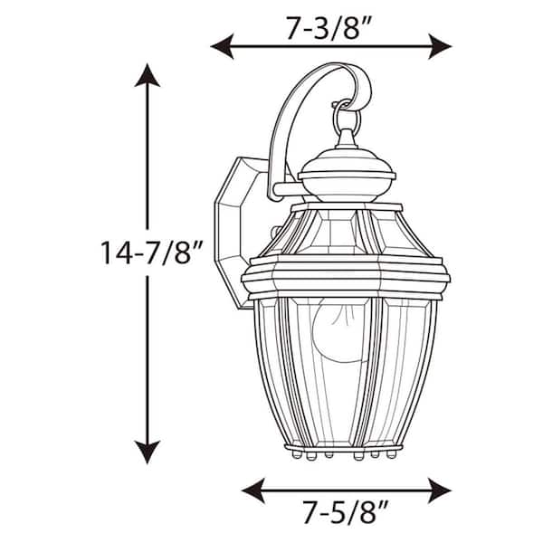 New Haven Collection 1-Light Textured Black Clear Beveled Glass New Traditional Outdoor Small Wall Lantern Light