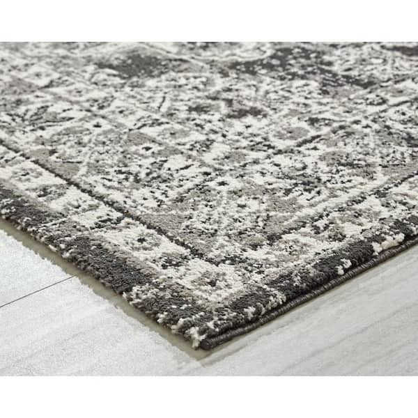 Glennisman 8 ft. x 10 ft. Black/Gray Medallion Area Rug