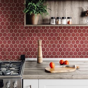 Tribeca 2 in. Hex Glossy Rusty Red 11-1/8 in. x 12-5/8 in. Porcelain Floor and Wall Mosaic Tile (9.96 sq. ft./Case)