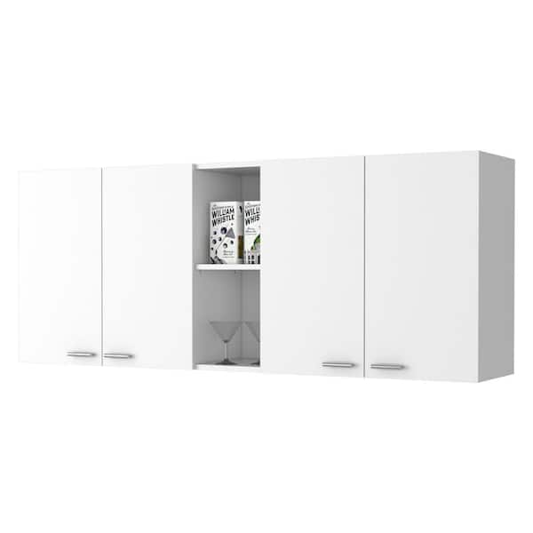 Unbranded 59.05 in. W x 12.4 in. D x 23.62 in. H Bathroom Storage Wall Cabinet in White