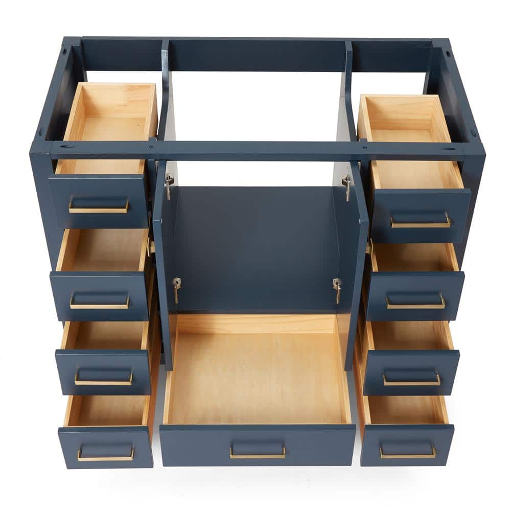 Cambridge 42" Midnight Blue Solid Wood Freestanding Vanity Cabinet